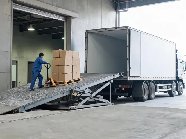 Plant outbound dock with pallet jack crossing